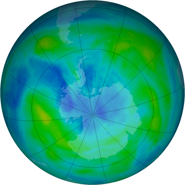 Antarctic ozone map for 24 March 1988